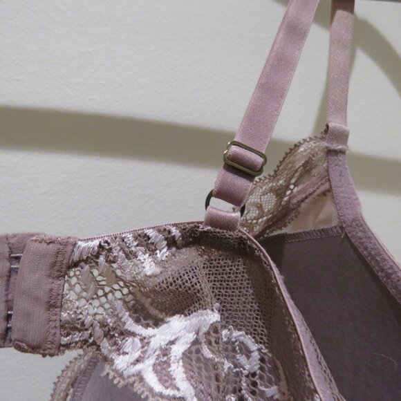 NATORI Feathers Plunge Lace T Shirt Bra in Grape Lilac Purple Mesh - Size 36DD - Picture 8 of 10